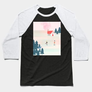 Winter house and deer Baseball T-Shirt